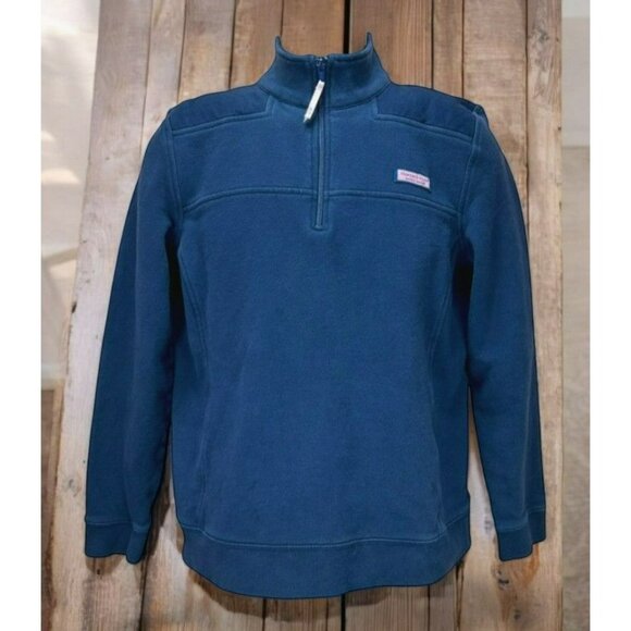 Vineyard Vines Mens Navy Cotton Quarter-Zip Jacket Medium - Picture 1 of 6